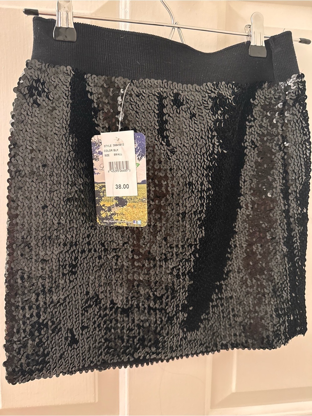 Lily White Black & Gunmetal Sequin Mini Skirt - Picture 2 of 3
